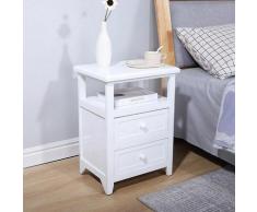 Comodino Con 2 Cassetti 40x30x54,5 Cm In Legno Massello E Mdf Fumer Oscar Bianco