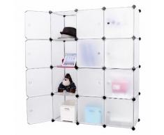 Armadio Guardaroba Modulare 12 Cubi 112x37x148 Cm Rizzetti Bianco