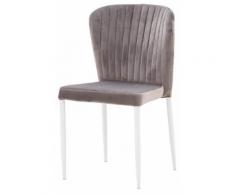 Sedia In Tessuto Vellutato 47x57x88 Cm Nuzzi Conchiglia Grigio