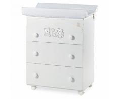 Cassettiera In Legno Con Fasciatoio E Vaschetta Italbaby Happy Family Bianco