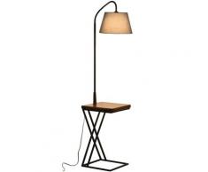 Lampada Da Terra Con Ripiano In Acciaio E Legno 36x36x165 Cm Benzoni