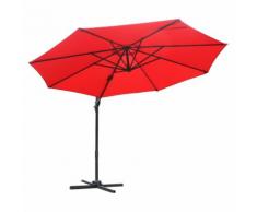 Ombrellone Decentrato Da Giardino In Alluminio Ø2.95x2.5m 360° Rosso Miozzi