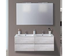 Mobile Da Bagno Sospeso 120cm Mazzoni Maiorca Light Doppia Vasca Bianco Frassinato