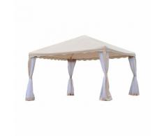 Gazebo Da Giardino 3.65x3.65m In Ferro Beige Miozzi