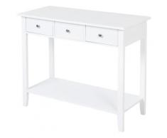 Tavolo Consolle Per Ingresso 3 Cassetti 1 Ripiano 90x40x75 Cm Benzoni Bianco