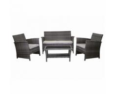 Set Da Giardino Divano 2 Poltrone E Tavolino In Polyrattan Adami Detroit Grigio