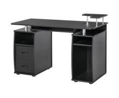 Scrivania Da Ufficio 120x55x85 Cm Con Cassetti E Mensola In Truciolare Nero