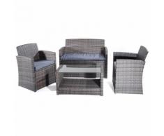 Set Salotto Da Giardino Divano Tavolo E 2 Poltrone In Polyrattan Ecrù Bertozzi Lipari