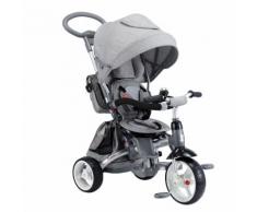 Triciclo Per Bambini Passeggino Seggiolino Reversibile 6in1 Happy Kids Grigio