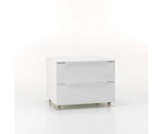 Cassettiera Con Ruote 2 Cassetti 70x52x57 Cm In Legno Tft Kato Bianco Opaco