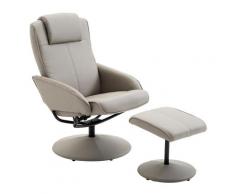 Poltrona Relax Reclinabile Con Poggiapiedi In Ecopelle Grigio Benzoni