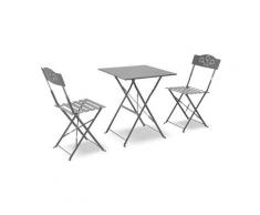 Set Da Giardino Pieghevole In Ferro Con Tavolo E 2 Sedie Taddei Bistro Antracite