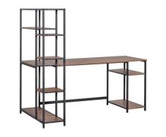 Scrivania Da Ufficio 70x90x148,5 Cm In Metallo E Mdf Nero E Color Noce
