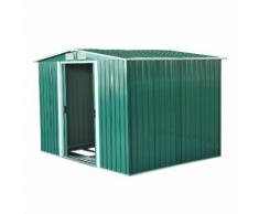 Casetta Box Da Giardino In Lamiera Verde 246x192.5x177.5 Cm Miozzi