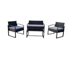Set Da Giardino Divano Poltrone E Tavolino In Polyrattan Becker Levanto Nero