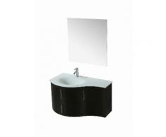 Mobile Bagno Sospeso 104 Cm Lavabo E Specchio Vorich Kursal Sinistra Nero
