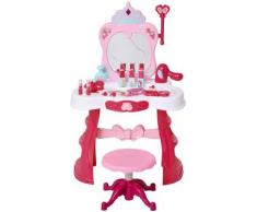 Postazione Trucco Specchiera Giocattolo Per Bambini Con Sgabello Benzoni Rosa E Bianco