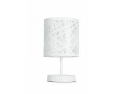 Lampada Da Tavolo Decoro Astratto Intagliato Acciaio Bianco Abat Jour Moderna E14 Ambiente I-batik/l