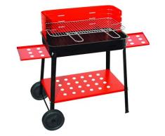Barbecue A Carbone Carbonella In Acciaio Con Ruote Bauer Rosso