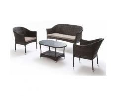 Set Salotto Da Giardino In Wicker Divano 2 Poltrone E Tavolino Taddei Atlanta Marrone Scuro