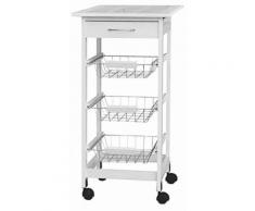 Carrello Da Cucina 37x37x76 Cm 3 Ceste In Legno Mdf Minardi Prestige Bianco