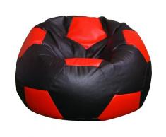 Poltrona A Sacco Pouf Ø100 Cm In Ecopelle Baselli Pallone Da Calcio Nero E Rosso