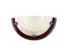 Applique Lunetta Vetro Marmo Ambra Greca Cornice Legno Lampada Da Parete Classica E27 Ambiente 01/01812