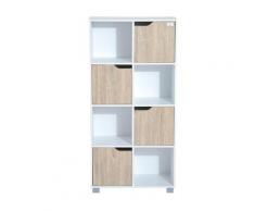 Libreria Di Design A 8 Scompartimenti In Legno Bianco 60x30x122 Cm Benzoni