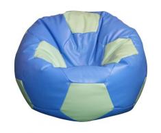 Poltrona A Sacco Pouf Ø100 Cm In Ecopelle Baselli Pallone Da Calcio Celeste E Verde Menta