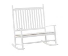 Panchina 2 Posti A Dondolo Da Giardino 117x85x120 Cm In Legno Di Pioppo Bianco