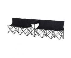 Panchina Pieghevole Da Campeggio 6 Posti 306x48x82 Cm Miozzi Flexi Nero