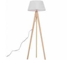 Lampada Da Terra Con Treppiede Paralume In Tessuto Crema 146 Cm Benzoni
