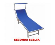Lettino Prendisole Da Giardino In Metallo E Alluminio Con Tettuccio Morel Blu Seconda Scelta