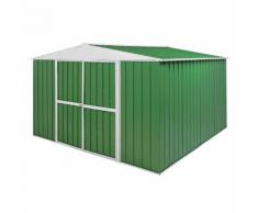 Casetta Box Da Giardino In Lamiera Verde Per Deposito Attrezzi 360x345x212cm Enaudi