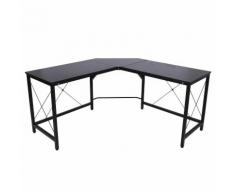 Scrivania Da Ufficio Grande Ad Angolo In Metallo E Mdf 150x150x76 Cm Benzoni Nera