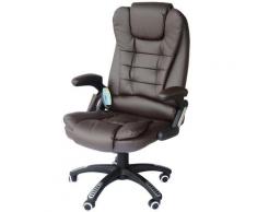 Poltrona Massaggiante Da Ufficio Con Riscaldamento In Ecopelle Marrone 62x68x121 Cm Benzoni