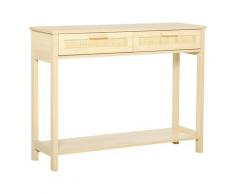 Consolle Ingresso 2 Cassetti 100x30x76 Cm In Legno Naturale