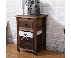Comodino 2 Cassetti In Legno Massello 28x30x45 Cm Fumer Elliot Noce