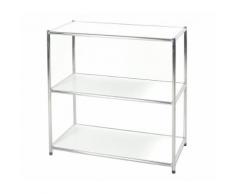 Scaffale Libreria In Acciaio Cromato 3 Ripiani Bianchi Tosini E-408080w