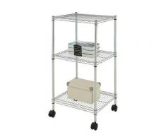 Carrello Da Cucina In Acciao Con Rotelle 3 Ripiani 45x45x91cm Fumer Iron Tower