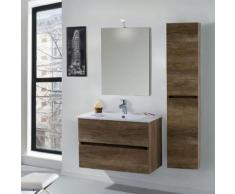 Mobile Da Bagno Sospeso 90cm Colonna P18cm Mazzoni Maiorca Light Noce Scuro Frassinato