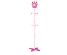Appendiabiti Da Terra Per Bambini 35x35x142 Cm In Mdf E Legno Hmc Rosa