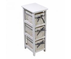 Cassettiera In Legno 3 Cassetti 22x28h65cm Adami Hilary Bianca