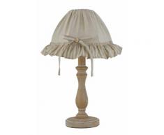 Abat Jour Fusto Legno Naturale Paralume Cotone Marrone Classica E27 Ambiente I-cherry-lume