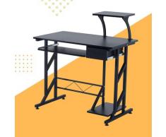 Scrivania Da Ufficio Porta Pc 90x50x95 Cm In Acciaio E Mdf Benzoni Nero