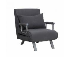 Poltrona Letto Trasformabile Con Rivestimento In Microfibra Grigio Scuro Benzoni
