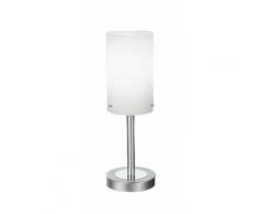 Lampada Da Tavolo Metallo Paralume Cilindrico Vetro Bianco Interno Moderno E14 Ambiente I-street/l
