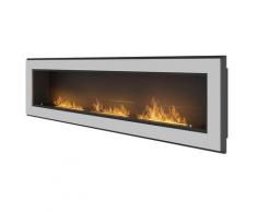 Camino A Bioetanolo Da Parete 180x49 Cm Con Vetro Dumas Frame 1800 Inox