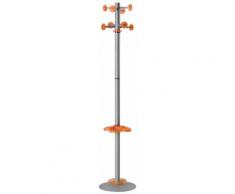 Appendiabiti Da Terra Ø36x178 Cm Con Portaombrelli In Metallo Fumer Bennet Silver E Arancione