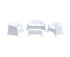 Set Da Giardino Divano Poltrone E Tavolino In Polyrattan Morel Amsterdam Bianco